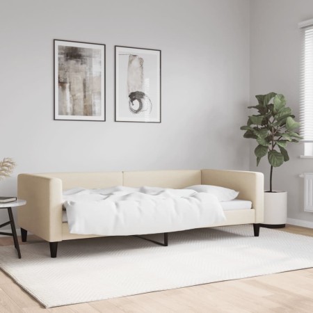 Sofá cama tela color crema 90x200 cm de vidaXL, Camas y somieres - Ref: Foro24-353987, Precio: 186,28 €, Descuento: %