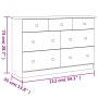 Cómoda cajonera ALTA madera maciza pino blanco 112x35x73 cm de vidaXL, Cajoneras - Ref: Foro24-353920, Precio: 231,28 €, Desc...