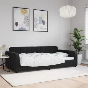 Black velvet sofa bed 100x200 cm by vidaXL, Beds and slatted bases - Ref: Foro24-354069, Price: 196,17 €, Discount: %