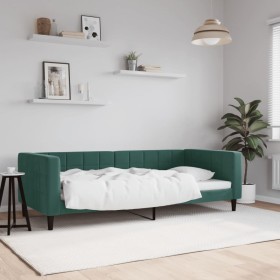 Sofá cama terciopelo verde oscuro 90x200 cm de vidaXL, Camas y somieres - Ref: Foro24-354010, Precio: 187,38 €, Descuento: %