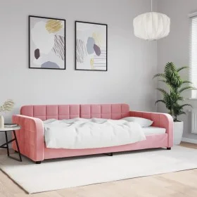 Pink velvet sofa bed 100x200 cm by vidaXL, Beds and slatted bases - Ref: Foro24-354068, Price: 199,96 €, Discount: %