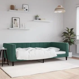 Dark green velvet sofa bed 100x200 cm by vidaXL, Beds and slatted bases - Ref: Foro24-354017, Price: 194,28 €, Discount: %