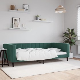 Sofá cama terciopelo verde oscuro 100x200 cm de vidaXL, Camas y somieres - Ref: Foro24-354017, Precio: 196,17 €, Descuento: %