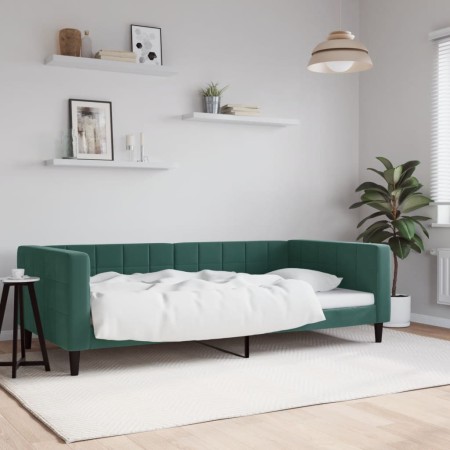 Sofá cama terciopelo verde oscuro 100x200 cm de vidaXL, Camas y somieres - Ref: Foro24-354017, Precio: 196,17 €, Descuento: %