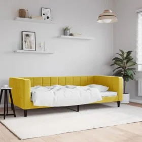 Yellow velvet sofa bed 90x200 cm by vidaXL, Beds and slatted bases - Ref: Foro24-354013, Price: 186,24 €, Discount: %