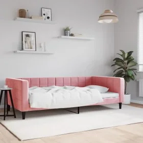 Pink velvet sofa bed 100x200 cm by vidaXL, Beds and slatted bases - Ref: Foro24-354018, Price: 209,32 €, Discount: %