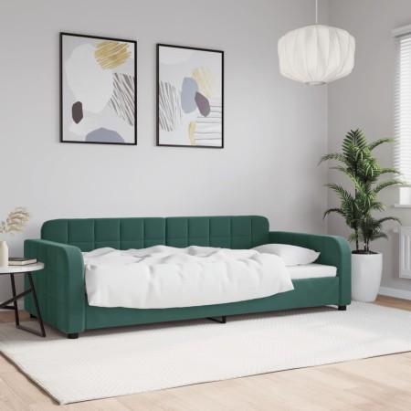 Sofá cama terciopelo verde oscuro 90x200 cm de vidaXL, Camas y somieres - Ref: Foro24-354060, Precio: 212,50 €, Descuento: %