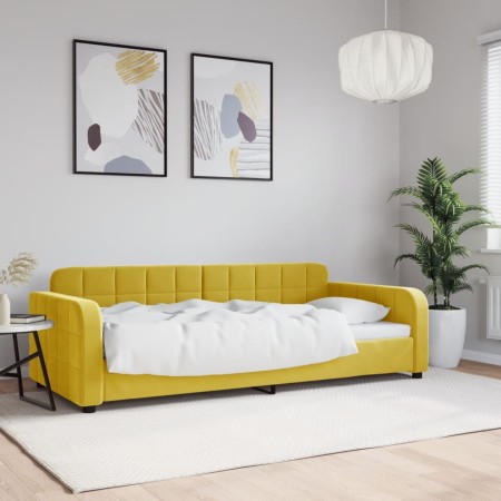 Sofá cama terciopelo amarillo 90x200 cm de vidaXL, Camas y somieres - Ref: Foro24-354063, Precio: 187,42 €, Descuento: %