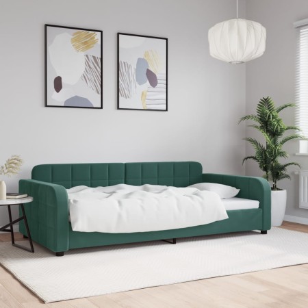 Sofá cama terciopelo verde oscuro 100x200 cm de vidaXL, Camas y somieres - Ref: Foro24-354067, Precio: 200,18 €, Descuento: %