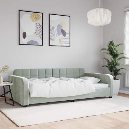 Sofá cama terciopelo gris claro 100x200 cm de vidaXL, Camas y somieres - Ref: Foro24-354065, Precio: 253,91 €, Descuento: %