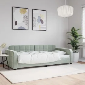 Sofá cama terciopelo gris claro 90x190 cm de vidaXL, Camas y somieres - Ref: Foro24-354071, Precio: 181,23 €, Descuento: %