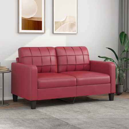 Sofá de 2 plazas de cuero sintético rojo vino 140 cm de vidaXL, Sofás - Ref: Foro24-359120, Precio: 259,28 €, Descuento: %