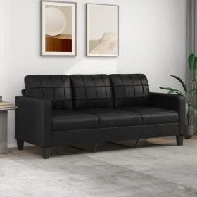 Sofá de 3 plazas de cuero sintético negro 180 cm de vidaXL, Sofás - Ref: Foro24-359122, Precio: 282,17 €, Descuento: %