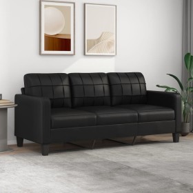 Sofá de 3 plazas de cuero sintético negro 180 cm de vidaXL, Sofás - Ref: Foro24-359122, Precio: 302,04 €, Descuento: %