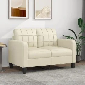 Sofá de 2 plazas de cuero sintético color crema 120 cm de vidaXL, Sofás - Ref: Foro24-359113, Precio: 199,35 €, Descuento: %