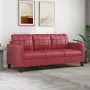 Sofá de 3 plazas de cuero sintético rojo vino 180 cm de vidaXL, Sofás - Ref: Foro24-359125, Precio: 257,83 €, Descuento: %