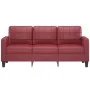Sofá de 3 plazas de cuero sintético rojo vino 180 cm de vidaXL, Sofás - Ref: Foro24-359125, Precio: 257,83 €, Descuento: %