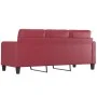 Sofá de 3 plazas de cuero sintético rojo vino 180 cm de vidaXL, Sofás - Ref: Foro24-359125, Precio: 257,83 €, Descuento: %