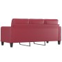Sofá de 3 plazas de cuero sintético rojo vino 180 cm de vidaXL, Sofás - Ref: Foro24-359125, Precio: 261,81 €, Descuento: %