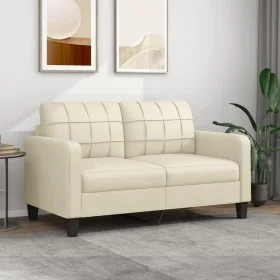 Sofá de 2 plazas de cuero sintético color crema 140 cm de vidaXL, Sofás - Ref: Foro24-359118, Precio: 190,49 €, Descuento: %