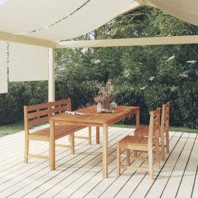 Juego de comedor para jardín 4 piezas madera maciza de teca en Conjuntos de jardín | Comprar online en Foru.es
