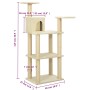 Rascador para gatos con postes de sisal color crema 118,5 cm de vidaXL, Mobiliario para gatos - Ref: Foro24-171427, Precio: 4...