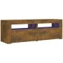 TV cabinet with LED lights smoked oak 120x35x40 cm by vidaXL, TV Furniture - Ref: Foro24-815684, Price: 94,48 €, Discount: %