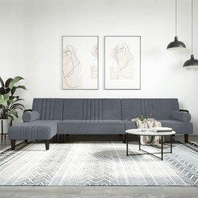 Sofá cama en forma de L terciopelo gris oscuro 260x140x70 cm en Sofás | Comprar online en Foru.es