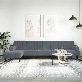 Sofá cama en forma de L terciopelo gris oscuro 260x140x70 cm en Sofás | Comprar online en Foru.es