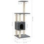 Rascador para gatos con postes de sisal gris oscuro 104 cm de vidaXL, Mobiliario para gatos - Ref: Foro24-171471, Precio: 42,...
