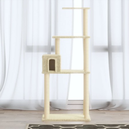 Rascador para gatos con postes de sisal crema 147 cm de vidaXL, Mobiliario para gatos - Ref: Foro24-171476, Precio: 51,65 €, ...