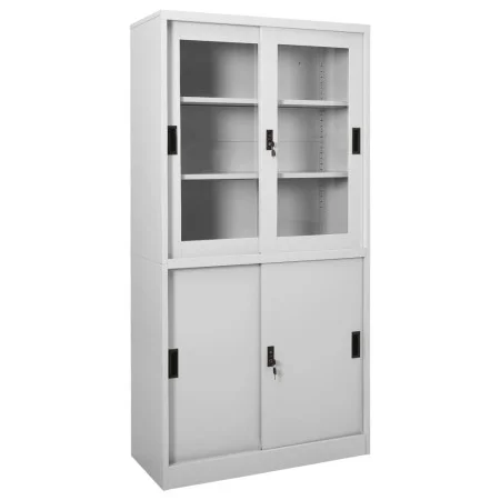 Armario oficina puerta corredera acero gris claro 90x40x180 cm de vidaXL, Taquillas y armarios de almacenamiento - Ref: Foro2...