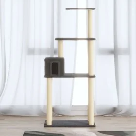 Rascador para gatos con postes de sisal gris oscuro 147 cm de vidaXL, Mobiliario para gatos - Ref: Foro24-171478, Precio: 52,...
