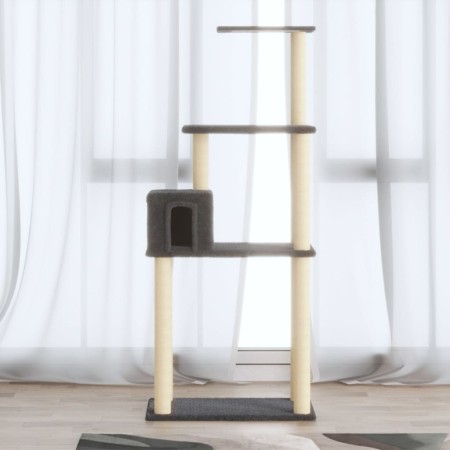 Rascador para gatos con postes de sisal gris oscuro 147 cm de vidaXL, Mobiliario para gatos - Ref: Foro24-171478, Precio: 53,...