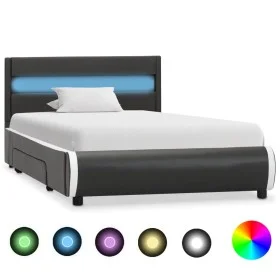 Estructura cama y LED cuero sintético gris antracita 90x200 cm de vidaXL, Camas y somieres - Ref: Foro24-284978, Precio: 268,...