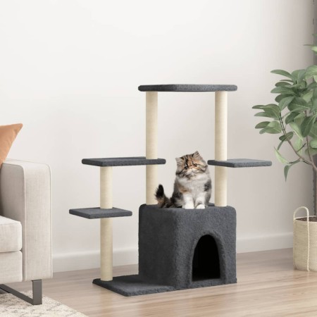 Rascador para gatos con postes de sisal gris oscuro 97,5 cm de vidaXL, Mobiliario para gatos - Ref: Foro24-172051, Precio: 41...