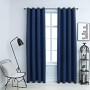 Cortinas opacas con anillas de metal 2 uds azul 140x245 cm de vidaXL, Cortinas y visillos - Ref: Foro24-134452, Precio: 38,45...