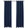 Cortinas opacas con anillas de metal 2 uds azul 140x245 cm de vidaXL, Cortinas y visillos - Ref: Foro24-134452, Precio: 38,45...