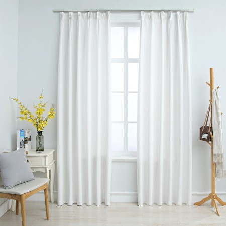 Cortinas opacas con ganchos 2 piezas blanco crudo 140x245 cm de vidaXL, Cortinas y visillos - Ref: Foro24-134487, Precio: 36,...