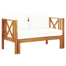 Banco de jardín 2 plazas con cojines madera maciza acacia 122cm de vidaXL, Bancos de jardín - Ref: Foro24-310307, Precio: 268...
