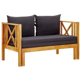 Banco jardín 2 plazas con cojines madera maciza acacia 122 cm de vidaXL, Bancos de jardín - Ref: Foro24-310308, Precio: 269,6...