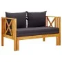 Banco jardín 2 plazas con cojines madera maciza acacia 122 cm de vidaXL, Bancos de jardín - Ref: Foro24-310308, Precio: 269,6...
