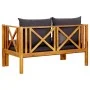Banco jardín 2 plazas con cojines madera maciza acacia 122 cm de vidaXL, Bancos de jardín - Ref: Foro24-310308, Precio: 269,6...