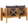 Banco jardín 2 plazas con cojines madera maciza acacia 122 cm de vidaXL, Bancos de jardín - Ref: Foro24-310308, Precio: 277,7...
