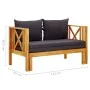 Banco jardín 2 plazas con cojines madera maciza acacia 122 cm de vidaXL, Bancos de jardín - Ref: Foro24-310308, Precio: 269,6...