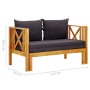 Banco jardín 2 plazas con cojines madera maciza acacia 122 cm de vidaXL, Bancos de jardín - Ref: Foro24-310308, Precio: 277,7...