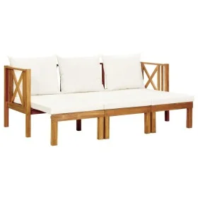 Banco jardín 3 plazas con cojines madera maciza acacia 179 cm de vidaXL, Bancos de jardín - Ref: Foro24-310309, Precio: 390,9...