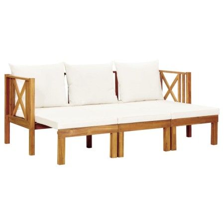Banco jardín 3 plazas con cojines madera maciza acacia 179 cm de vidaXL, Bancos de jardín - Ref: Foro24-310309, Precio: 421,6...