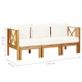 Banco jardín 3 plazas con cojines madera maciza acacia 179 cm de vidaXL, Bancos de jardín - Ref: Foro24-310309, Precio: 421,6...