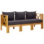 Banco jardín 3 plazas con cojines madera maciza acacia 179 cm de vidaXL, Bancos de jardín - Ref: Foro24-310310, Precio: 411,6...